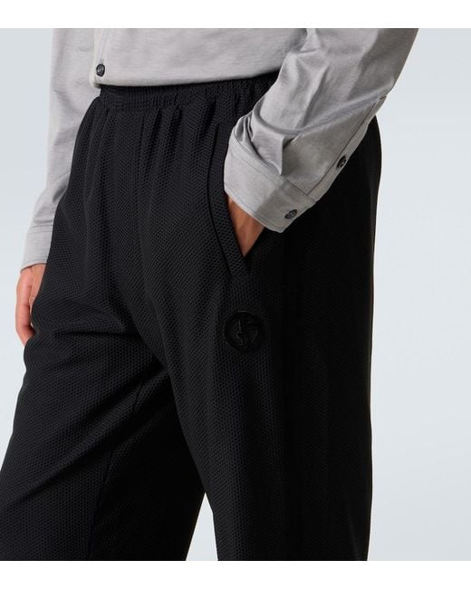 Giorgio Armani Black Gaufre Straight Pants for men