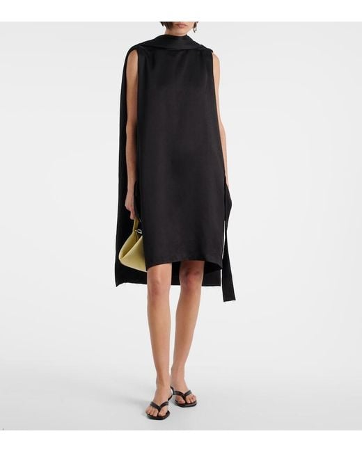 Totême Black Cocoon Deconstructed Satin Minidress