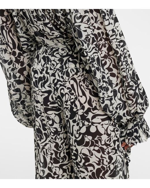 Dries Van Noten Gray Printed Straight Pants