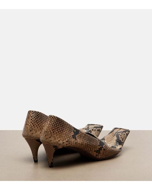 Khaite Brown Marlene Snake-Effect Leather Pumps