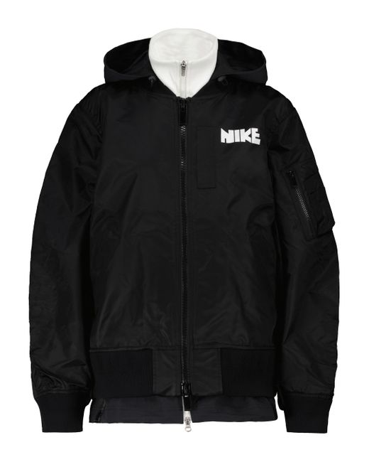 Nike X Sacai Layered Bomber Jacket in Black | Lyst