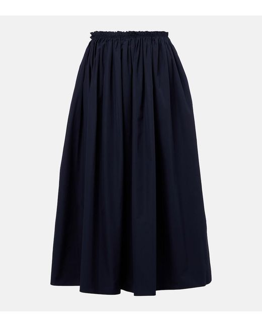 Gabriela Hearst Blue Chiara Cotton Poplin Midi Skirt