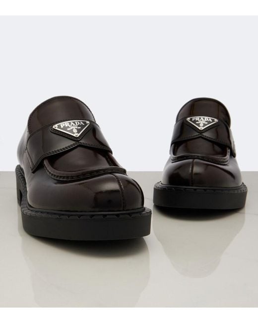 Prada Black Chocolate Leather Loafers