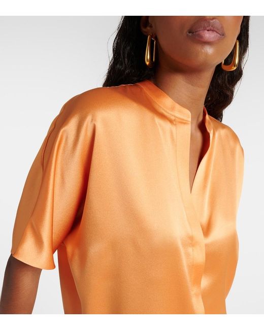 Vince Orange Silk Satin Blouse