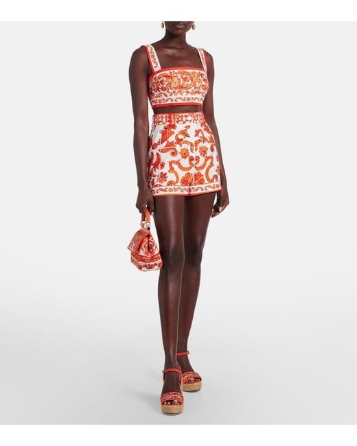 Dolce & Gabbana Red Majolica Printed Shorts