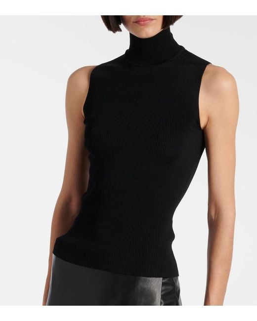 Khaite Black Benita Ribbed-Knit Turtleneck Top