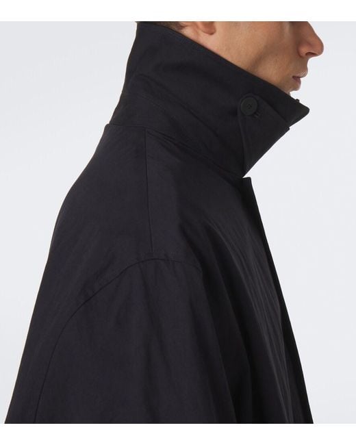 Studio Nicholson Blue Revere Leather-Trimmed Cotton-Blend Trench Coat for men
