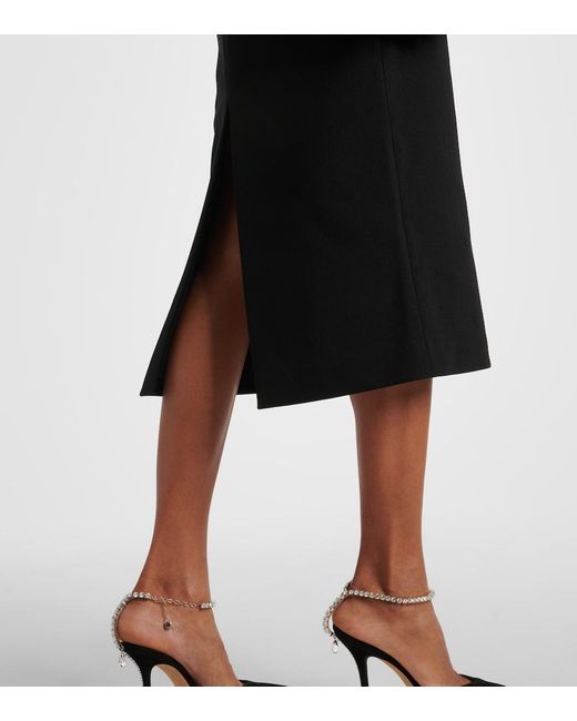Rebecca Vallance Black Ella Puff-Sleeve Midi Dress