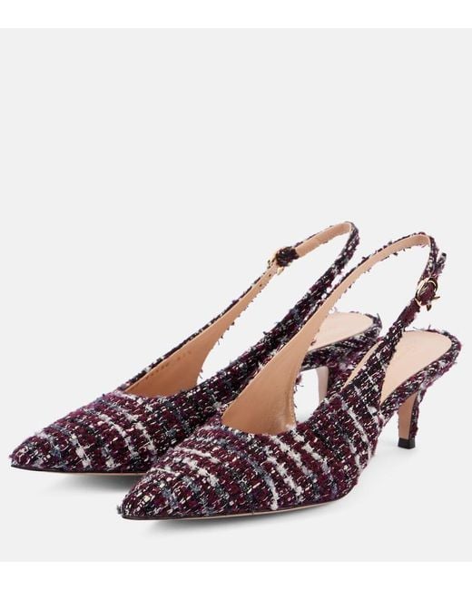 Gianvito Rossi Purple 55 Boucle Slingback Pumps