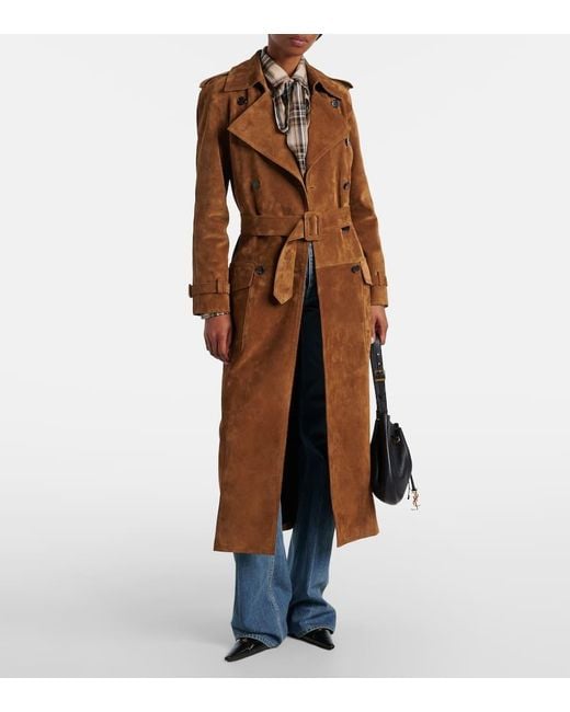 Saint Laurent Natural Suede Trench Coat