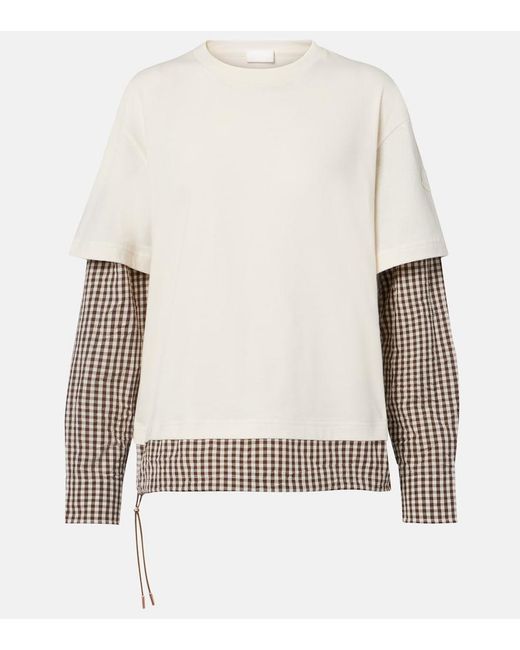Moncler White Checked Cotton Jersey T-Shirt