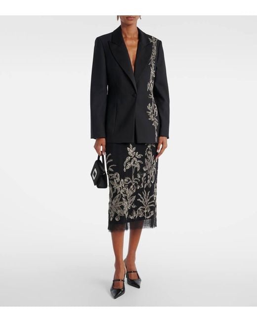 Costarellos Black Verzierter Blazer Lesia Aus Einem Wollgemisch