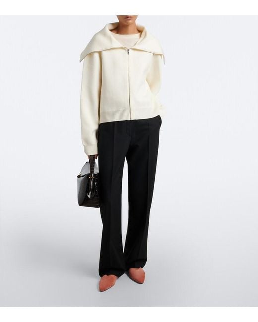 Rohe White Wool Zip-Up Sweater