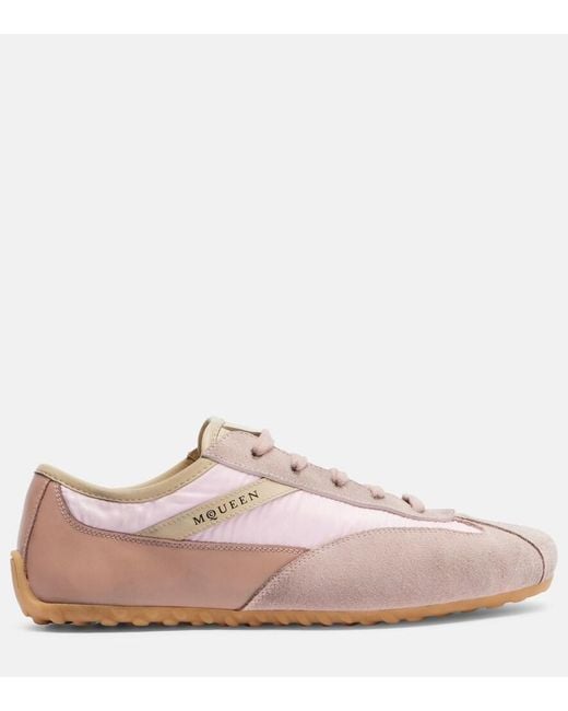 McQueen Pink Boxe Suede And Leather Sneakers
