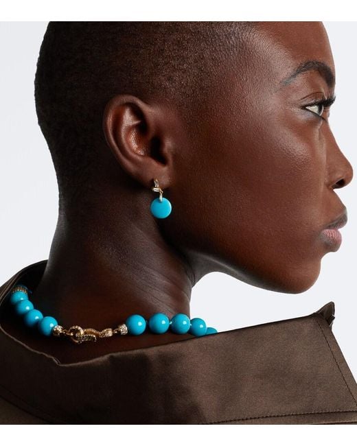 Suzanne Kalan Blue 18Kt Drop Earrings With Diamonds And