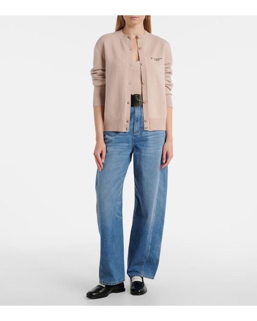 Givenchy Pink Cropped Wool And Cashmere Cardigan