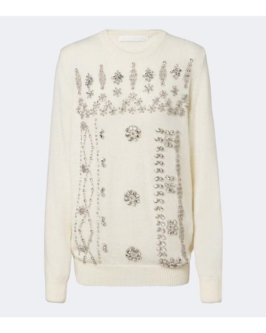 Costarellos Natural Madley Crystal-Embellished Sweater