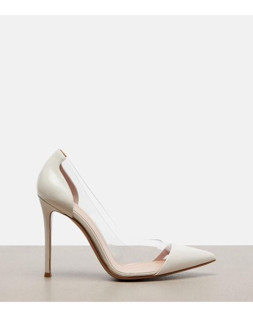 Gianvito Rossi White Plexi Patent Leather And Pvc Pumps