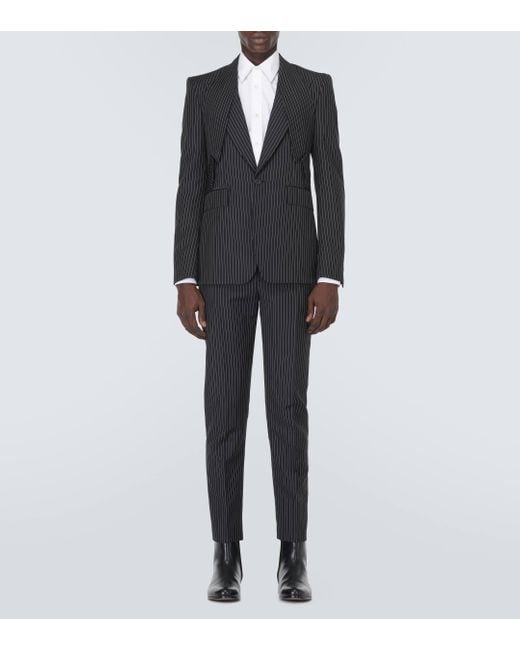 Alexander McQueen Black Pinstripe Wool And Mohair Suit Jacket for men