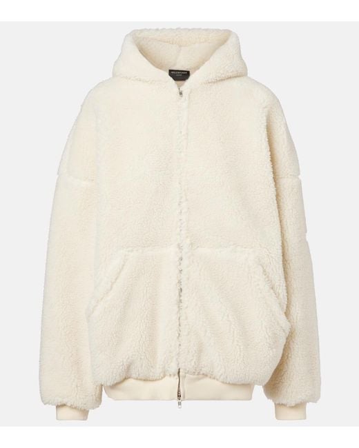 Balenciaga Natural Outerwear Faux-Shearling Hoodie