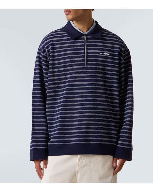 Polo Raye En Coton Miu Miu pour homme en coloris Blue
