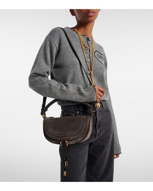 Chloé Brown Marcie Mini Suede Shoulder Bag