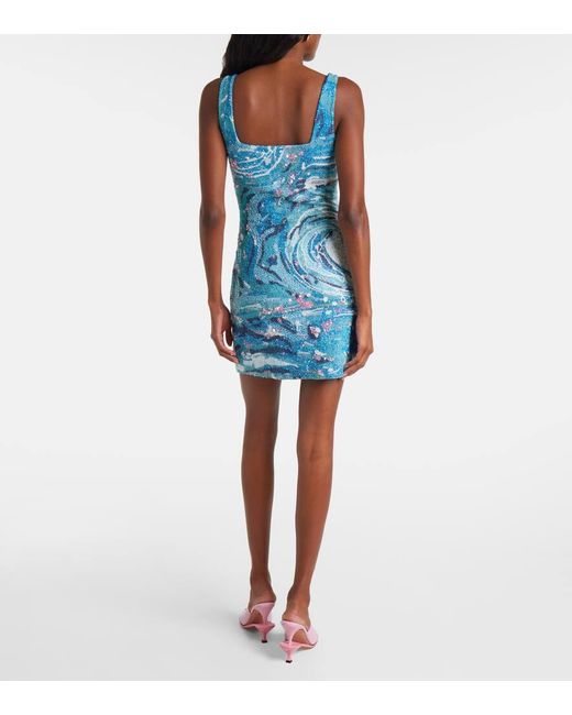 Staud Blue Verziertes Minikleid Le Sable