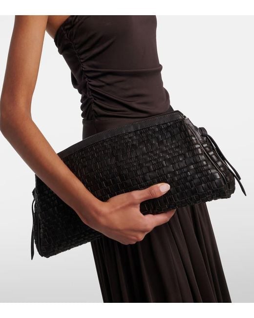 Staud Black Clutch Maude Aus Leder