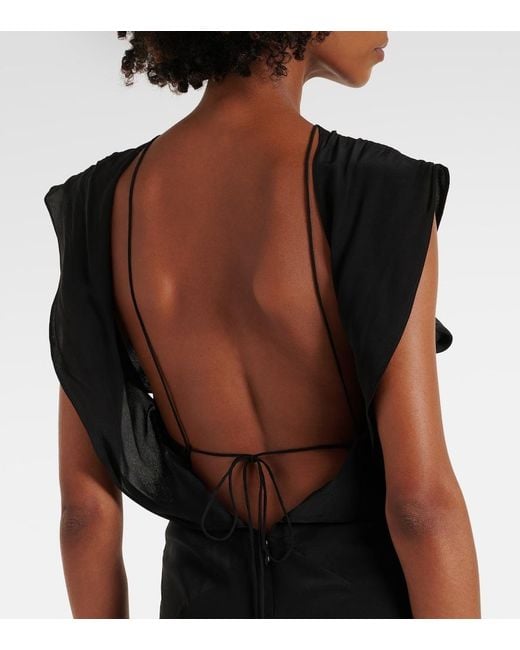 Faithfull The Brand Black Palome Silk Maxi Dress