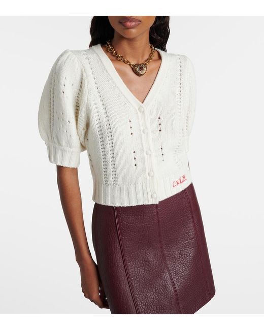 Chloé White Pointelle Wool And Cashmere Cardigan