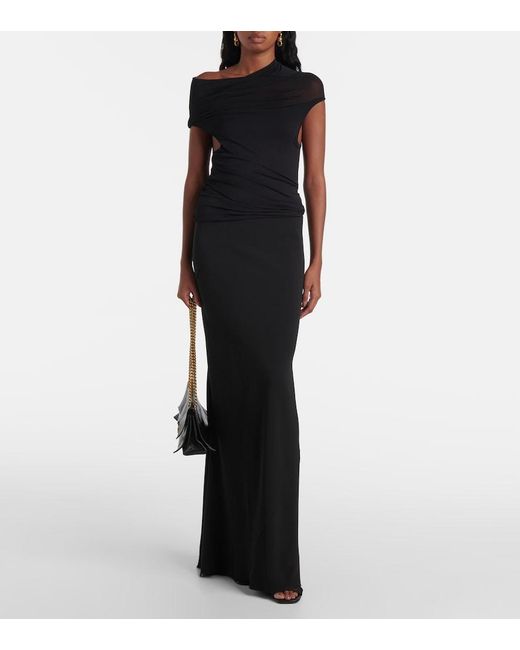 Rick Owens Black Draped Jersey Minidress