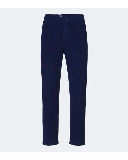 Kiton Blue Cotton Straight Pants for men