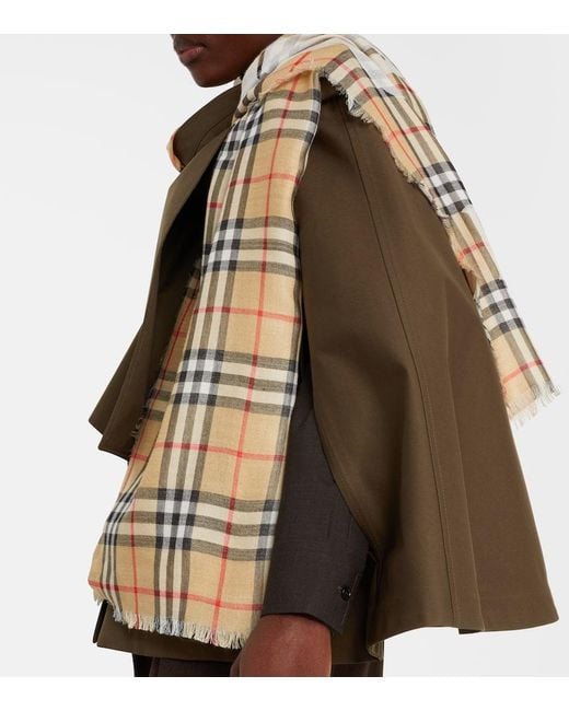 Burberry Metallic Schal Ekd Check Aus Wolle Und Seide