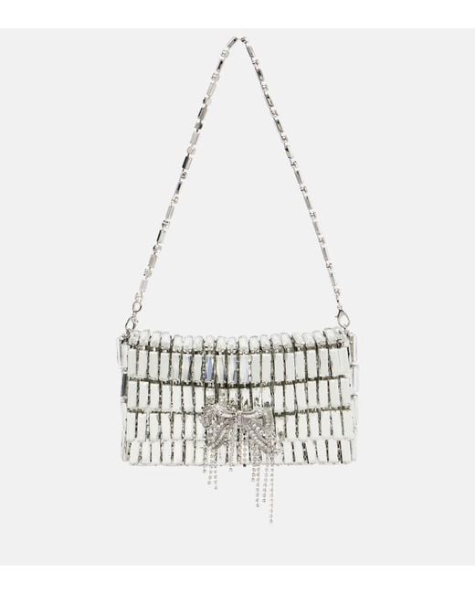 Borsa A Spalla Mini Con Cristalli di Self-Portrait in White