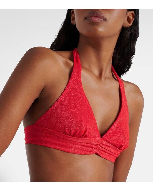 Max Mara Red Halterneck Lurex® Bikini Top
