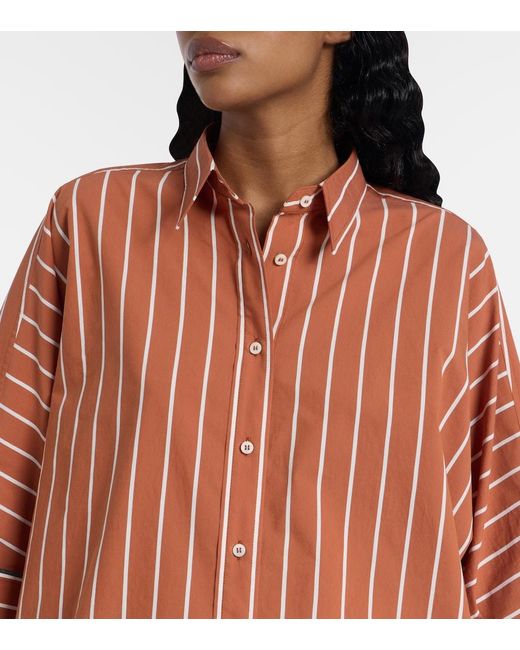 Brunello Cucinelli Red Striped Cotton-Blend Shirt