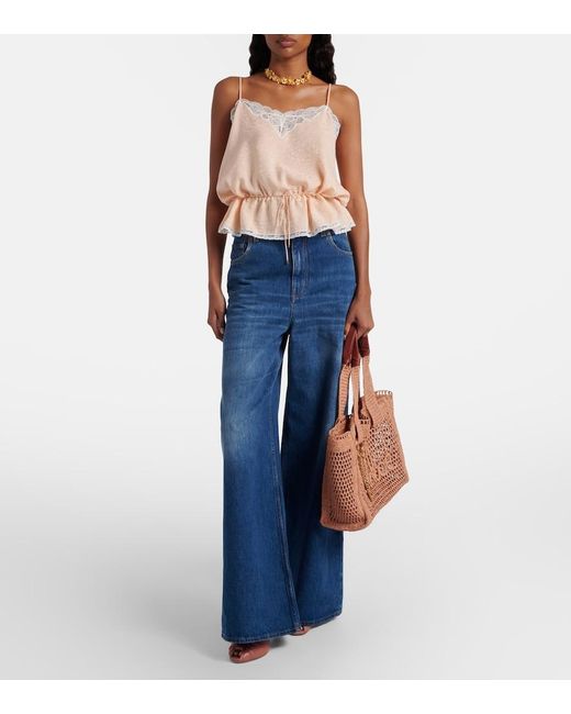 Chloé Brown Summer Banana Raffia Tote Bag
