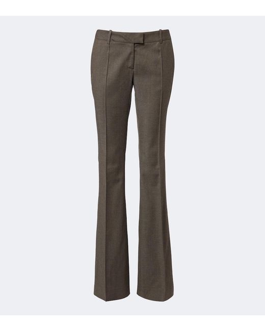 The Attico Gray Low-Rise Wool-Blend Flared Pants