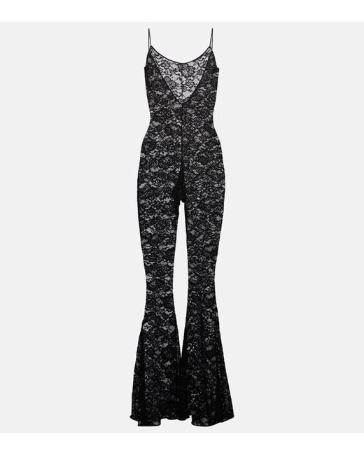 Oseree Black O-Lover Floral Lace Jumpsuit