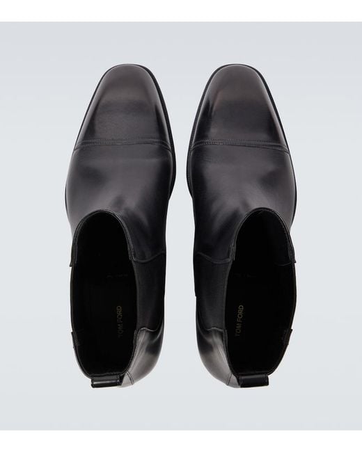 Tom Ford Black Hainaut Leather Chelsea Boots for men