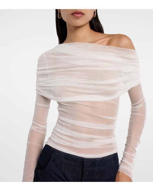 Christopher Esber White Draped Silk Top