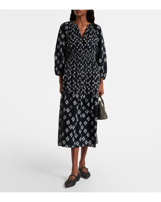 Robe Midi Elen Brodee En Coton Velvet en coloris Black