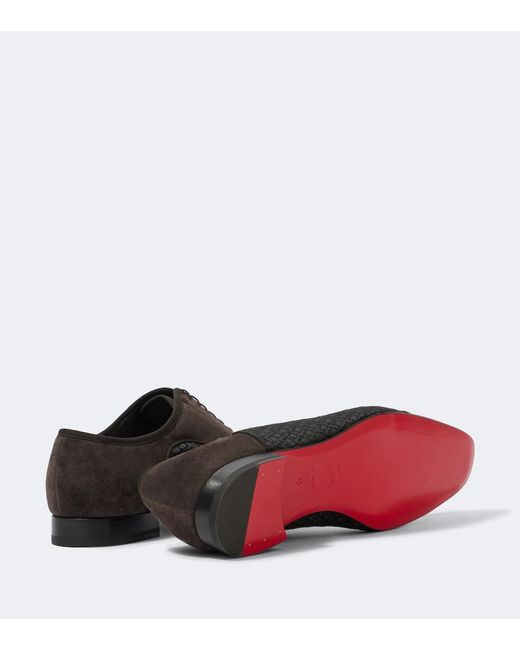 Christian Louboutin Black Greggo Leather-Trimmed Oxford Shoes for men