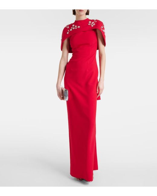 Safiyaa Embroidered Caped Crepe Gown