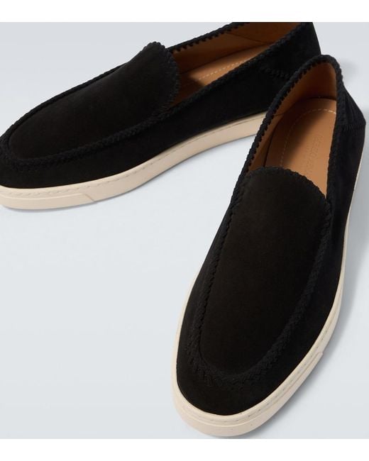 Giorgio Armani Black Galleria 3 Suede Slip-On Shoes for men