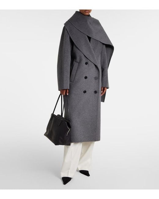 Rohe Gray Scarf-Detail Wool And Cashmere Coat