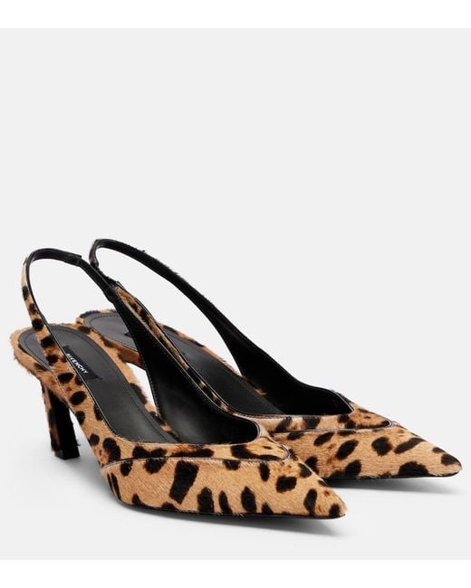 Givenchy Brown Leopard-Print Calf Hair Slingback Sandals