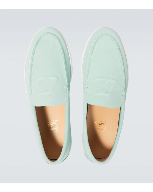 Christian Louboutin Green Varsiboat Logo-Embossed Suede Loafers for men