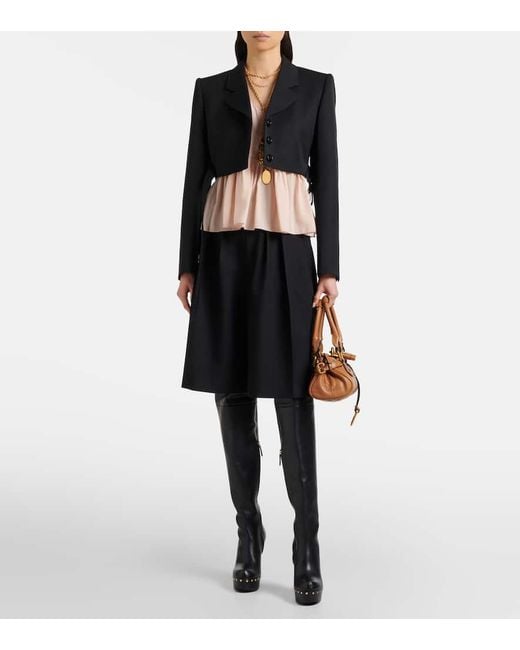 Chloé Black Cropped Virgin Wool Blazer