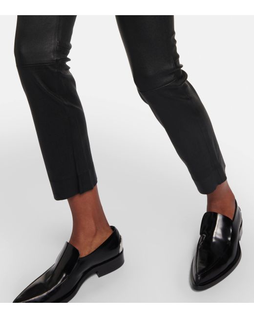 Vince Black Cropped Slim Leather Pants